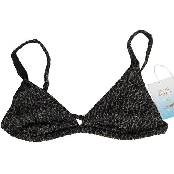 Andie Swim Black Gold The Tropez Bikini Top Demi Moore Collection - Picture 3 of 9